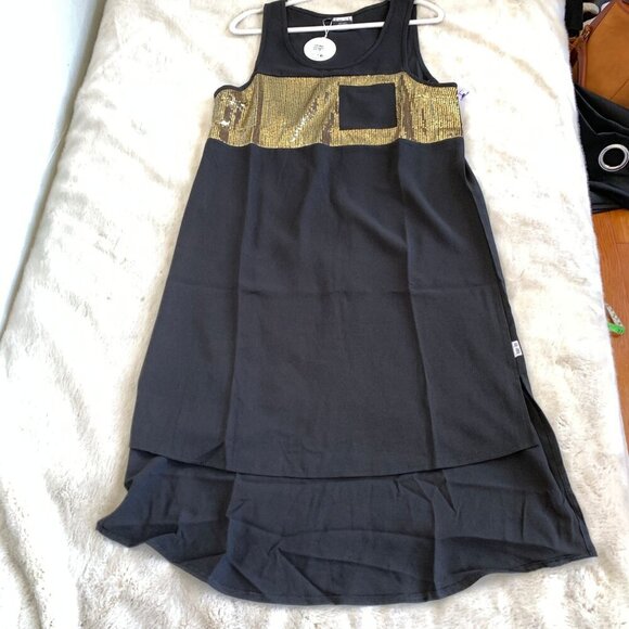 Black & Gold Sequin Detail Alex Dress By Home-Lee Size 10 Polyester Blend midi d - Picture 12 of 12